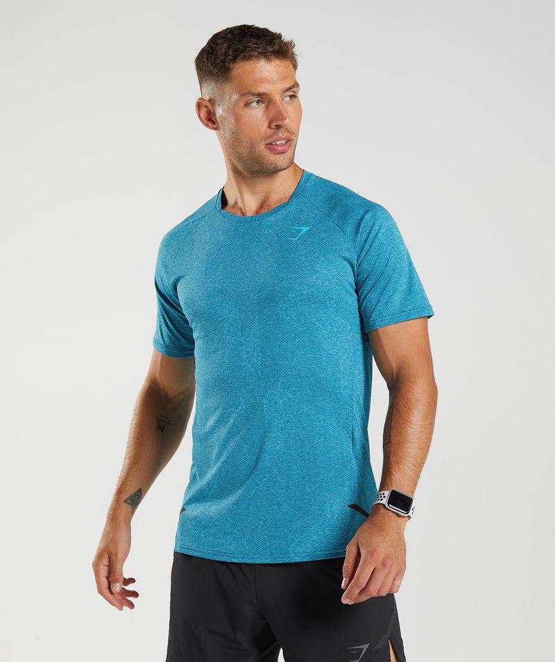 Gymshark Apex T-Shirts Férfi Kék  Hungary |  JVGRK-2784