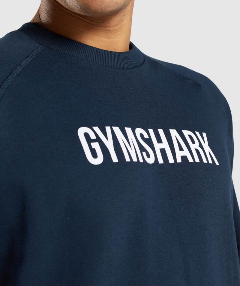 Gymshark Apollo Crew Pulóver Férfi Sötétkék  Hungary |  KZSRL-5720