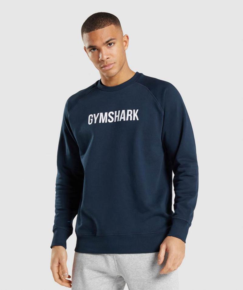 Gymshark Apollo Crew Pulóver Férfi Sötétkék  Hungary |  KZSRL-5720