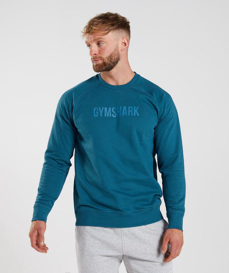 Gymshark Apollo Crew T-Shirts Férfi Kék  Hungary |  WQVSJ-8074