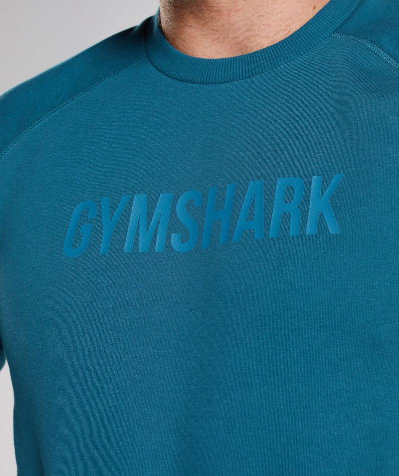 Gymshark Apollo Crew T-Shirts Férfi Kék  Hungary |  WQVSJ-8074