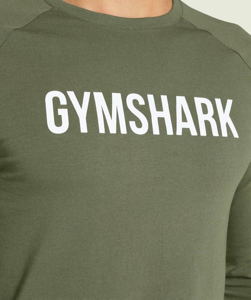 Gymshark Apollo Long Sleeve Pulóverek Férfi Olivazöld  Hungary |  IQORY-4730