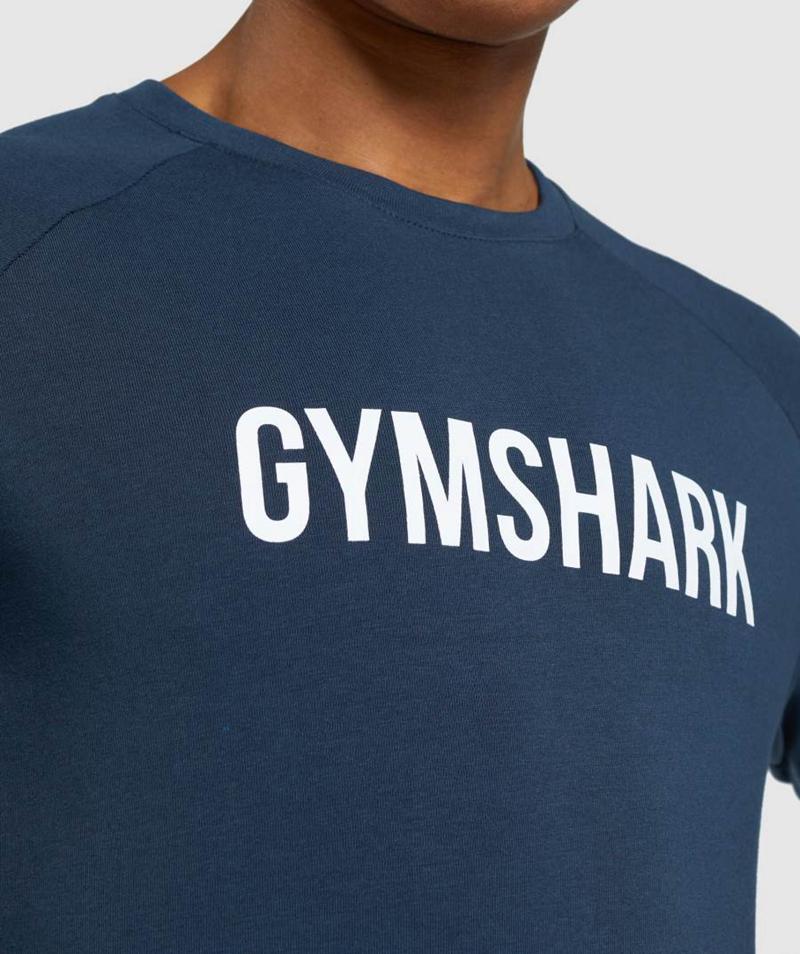 Gymshark Apollo Long Sleeve Pulóverek Férfi Sötétkék  Hungary |  PMDOW-4985