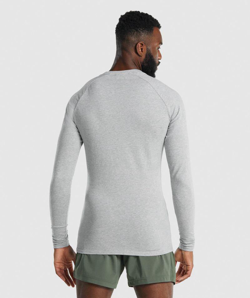 Gymshark Apollo Long Sleeve T-Shirts Férfi Világos Szürke  Hungary |  HEQDF-7395