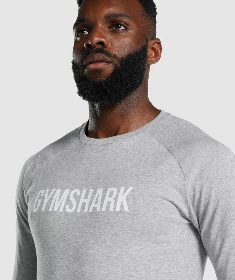 Gymshark Apollo Long Sleeve T-Shirts Férfi Világos Szürke  Hungary |  HEQDF-7395