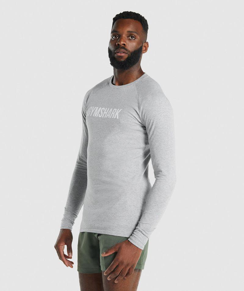 Gymshark Apollo Long Sleeve T-Shirts Férfi Világos Szürke  Hungary |  HEQDF-7395