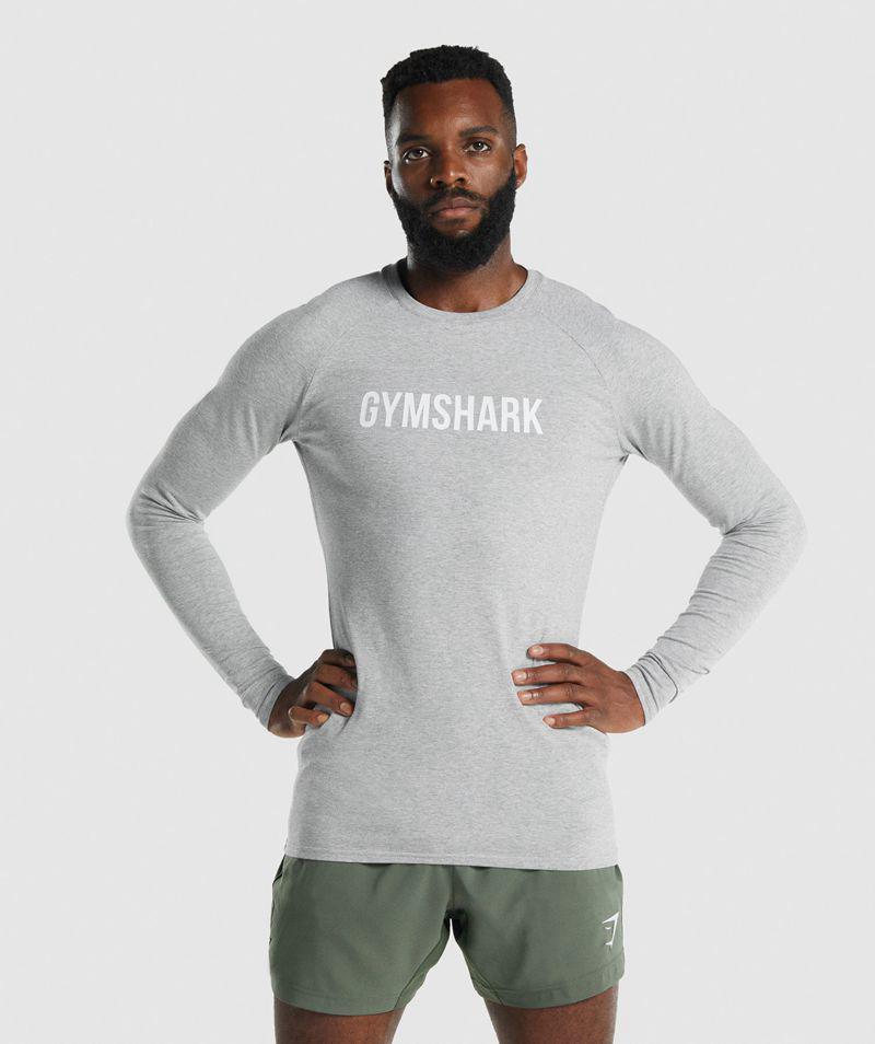 Gymshark Apollo Long Sleeve T-Shirts Férfi Világos Szürke  Hungary |  HEQDF-7395