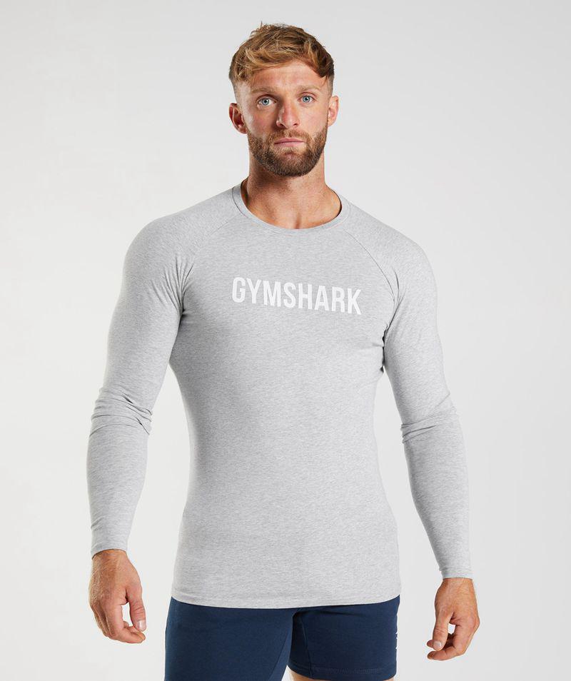 Gymshark Apollo Long Sleeve T-Shirts Férfi Világos Szürke  Hungary |  KMRLO-8195