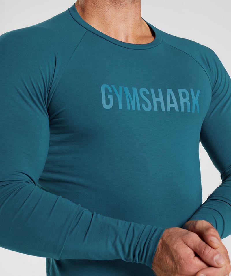 Gymshark Apollo Long Sleeve T-Shirts Férfi Kék  Hungary |  TPGMF-8310