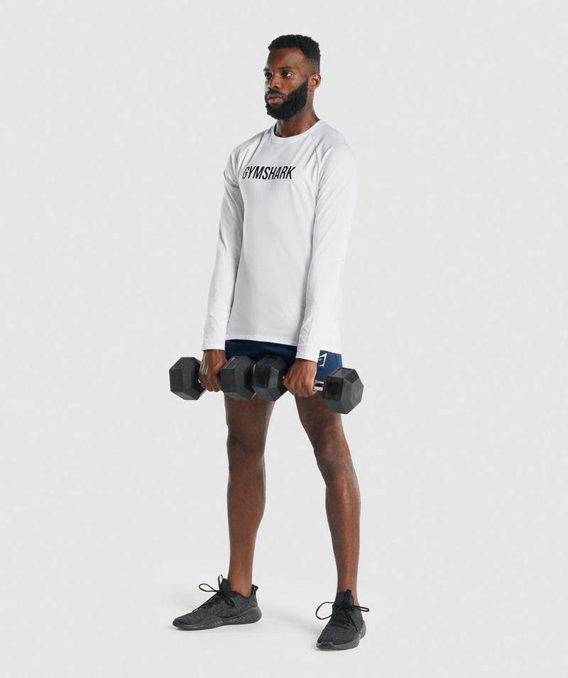 Gymshark Apollo Long Sleeve T-Shirts Férfi Fehér  Hungary |  VGDRZ-3920