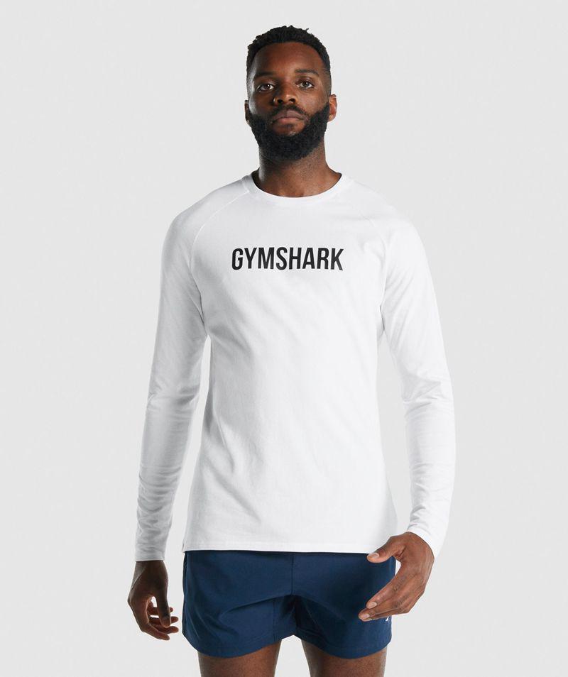 Gymshark Apollo Long Sleeve T-Shirts Férfi Fehér  Hungary |  VGDRZ-3920