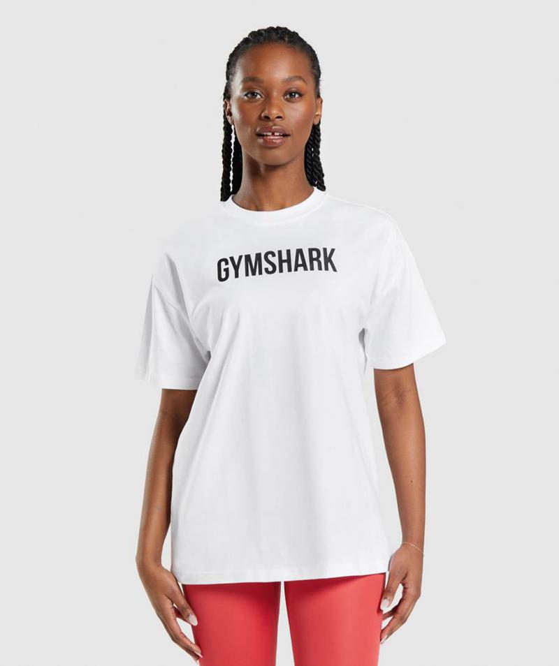 Gymshark Apollo Oversized T-Shirts Női Fehér  Hungary |  IXYDQ-5692