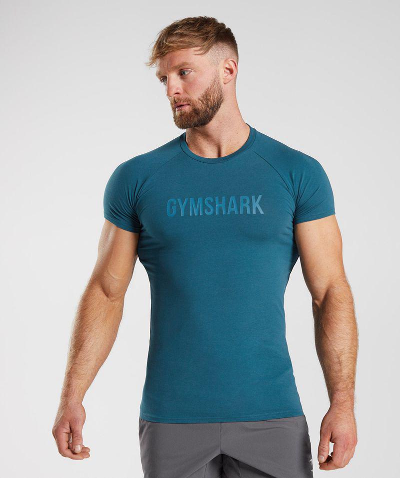 Gymshark Apollo T-Shirts Férfi Kék  Hungary |  CDJEB-1093