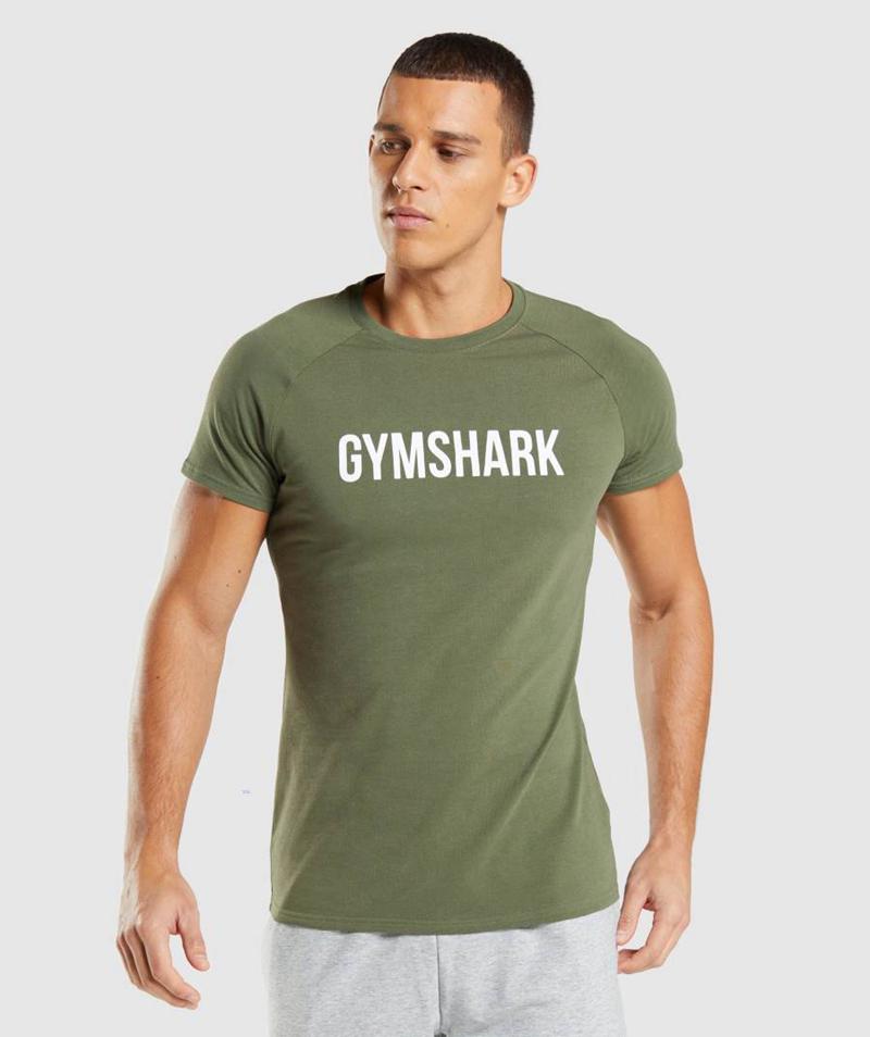 Gymshark Apollo T-Shirts Férfi Olivazöld  Hungary |  QTSRJ-6597