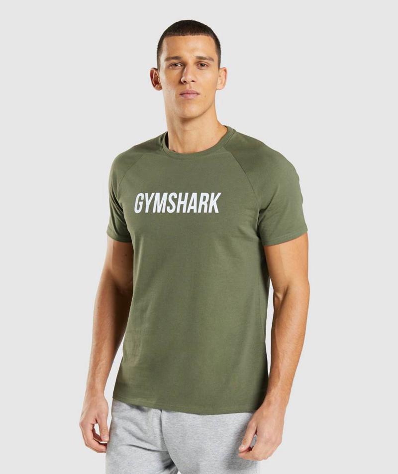 Gymshark Apollo T-Shirts Férfi Olivazöld  Hungary |  SKYUA-1679