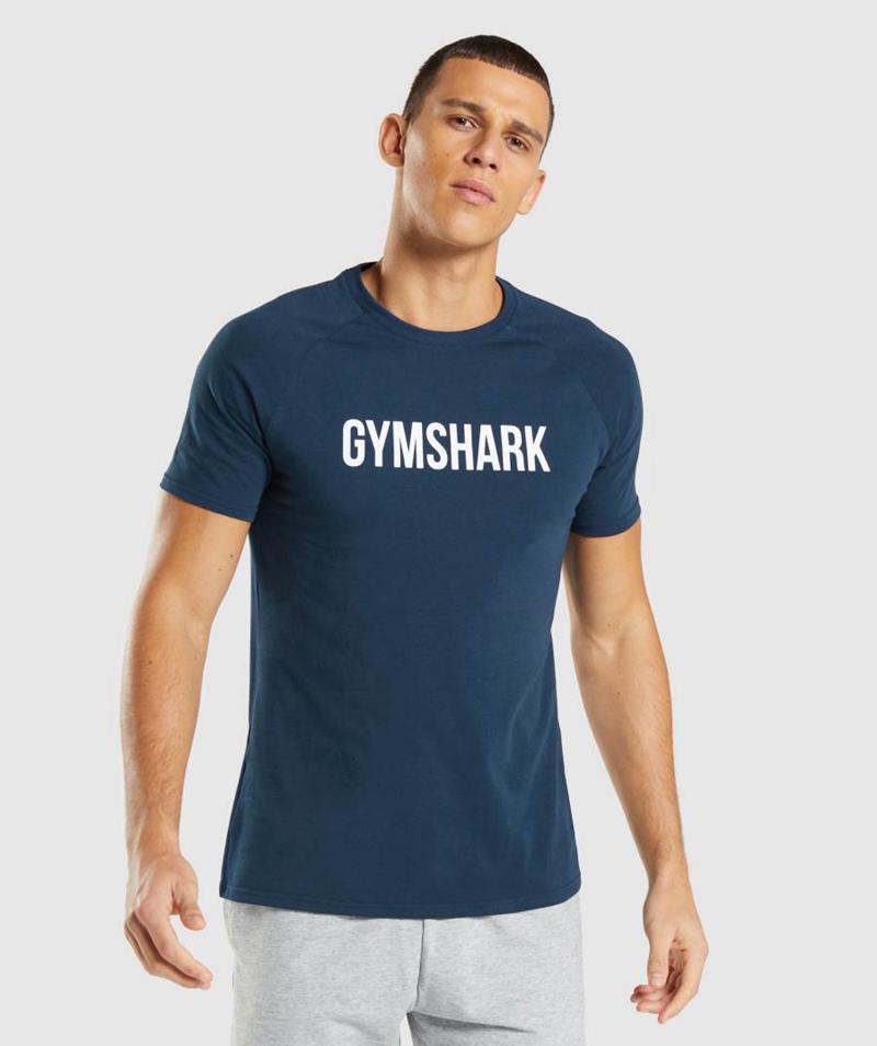 Gymshark Apollo T-Shirts Férfi Sötétkék  Hungary |  BFDVX-2895