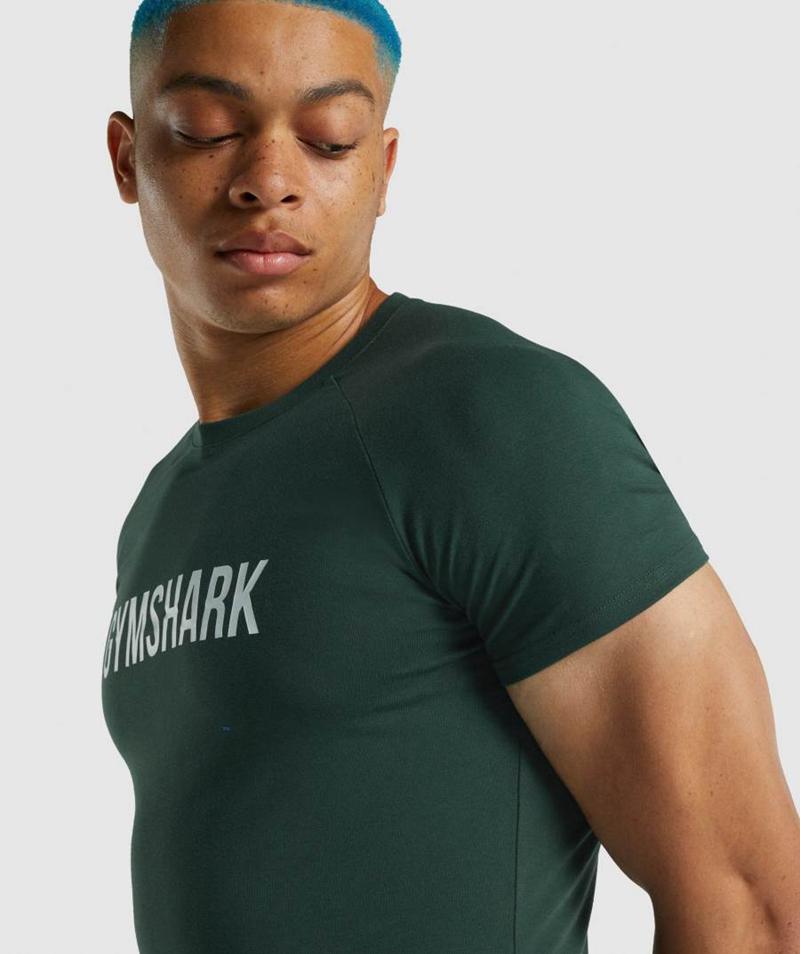 Gymshark Apollo T-Shirts Férfi Sötétzöld  Hungary |  FEBSO-8125