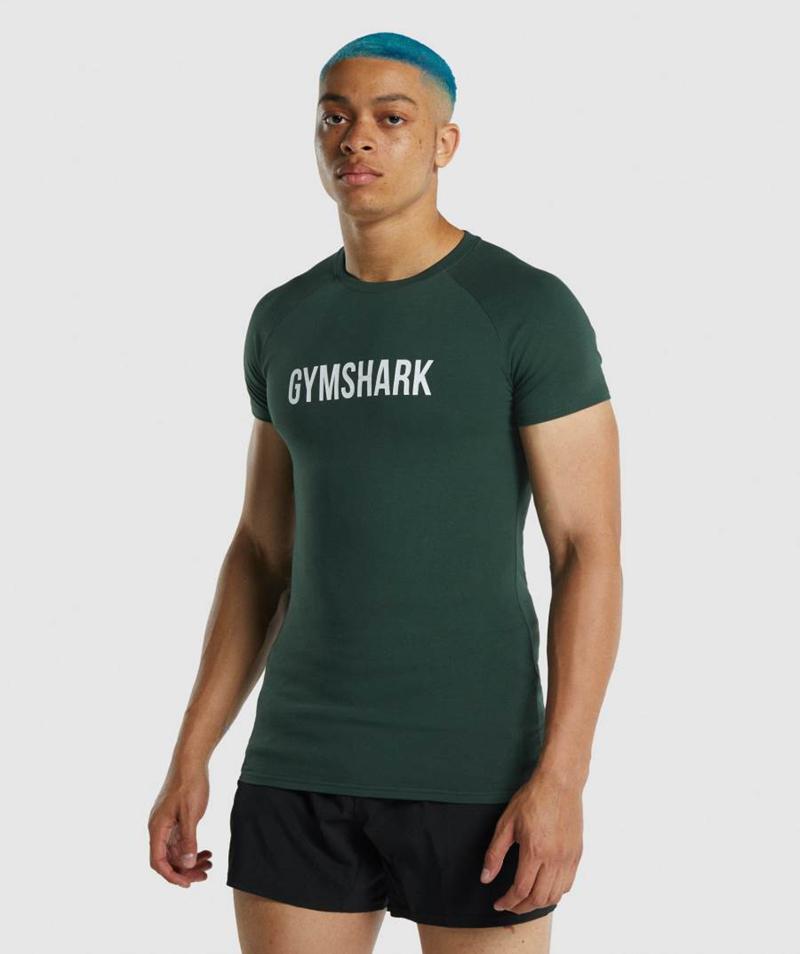 Gymshark Apollo T-Shirts Férfi Sötétzöld  Hungary |  FEBSO-8125