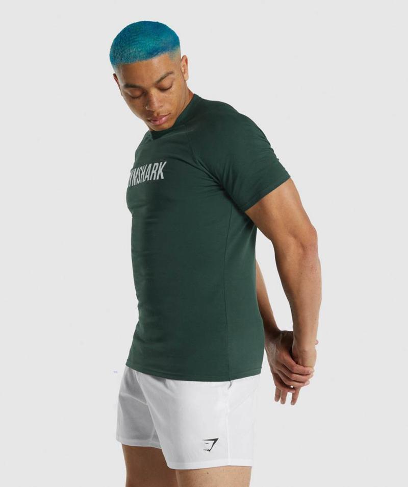 Gymshark Apollo T-Shirts Férfi Sötétzöld  Hungary |  TQLWF-2846