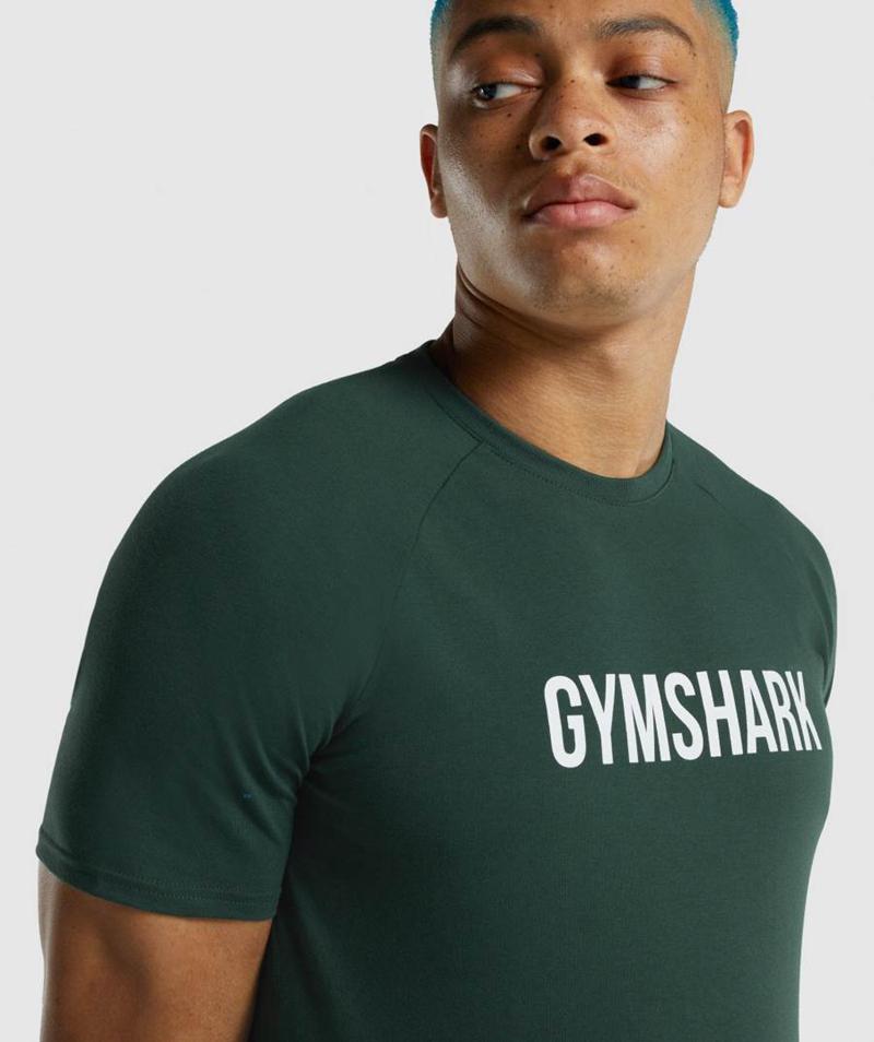 Gymshark Apollo T-Shirts Férfi Sötétzöld  Hungary |  TQLWF-2846