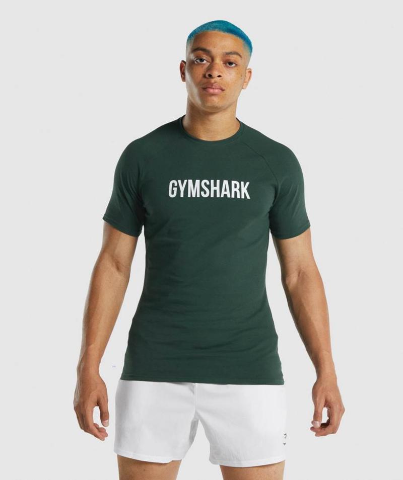 Gymshark Apollo T-Shirts Férfi Sötétzöld  Hungary |  TQLWF-2846