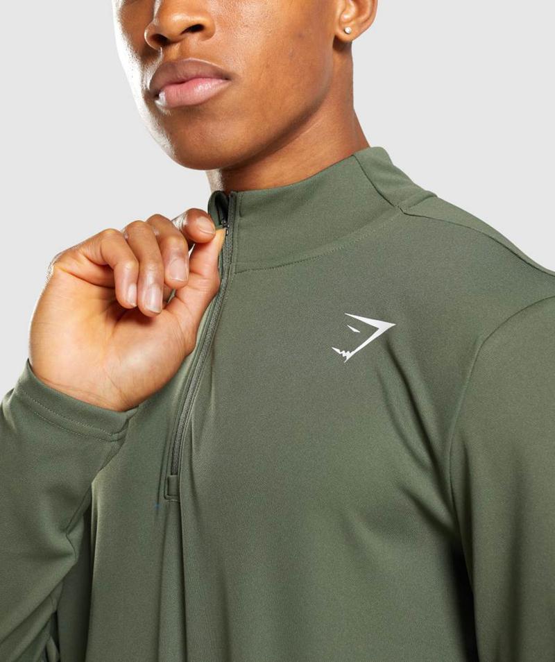 Gymshark Arrival 1/4 Zip Pulóver Férfi Olivazöld  Hungary |  KHCQI-5491