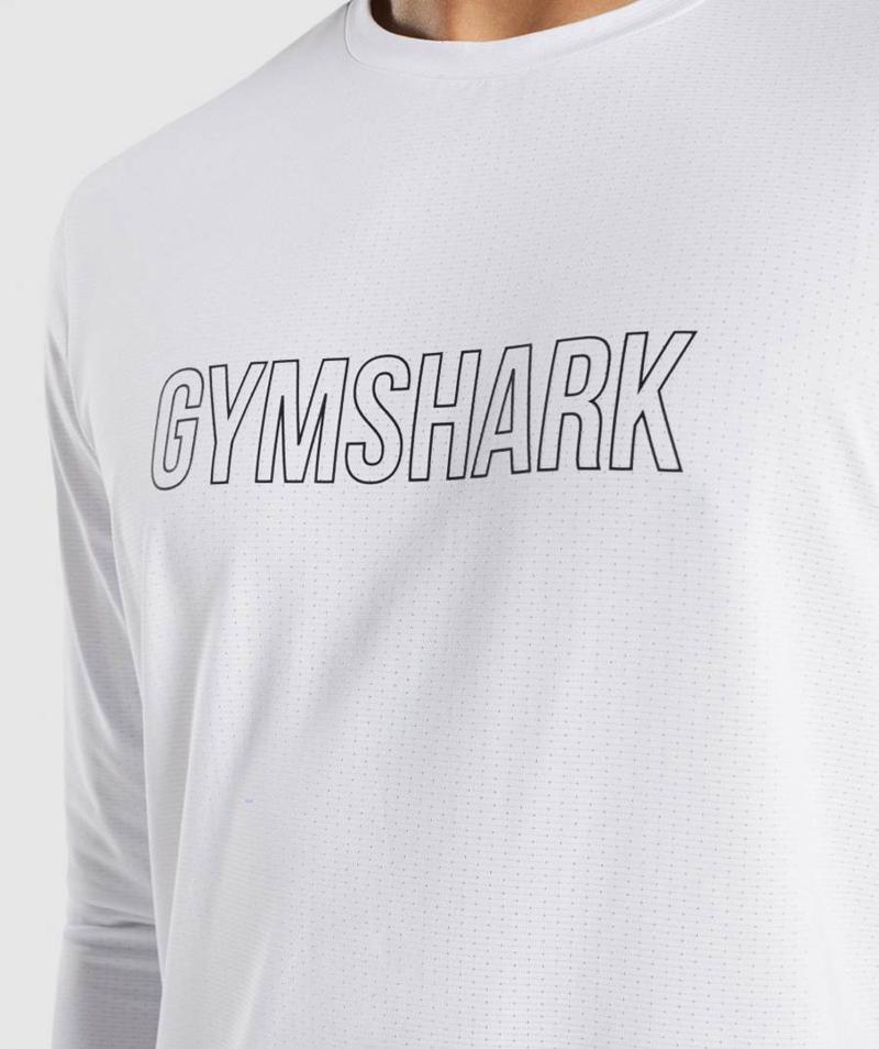 Gymshark Arrival Grafika Long Sleeve Pulóverek Férfi Fehér  Hungary |  LQZFU-6451