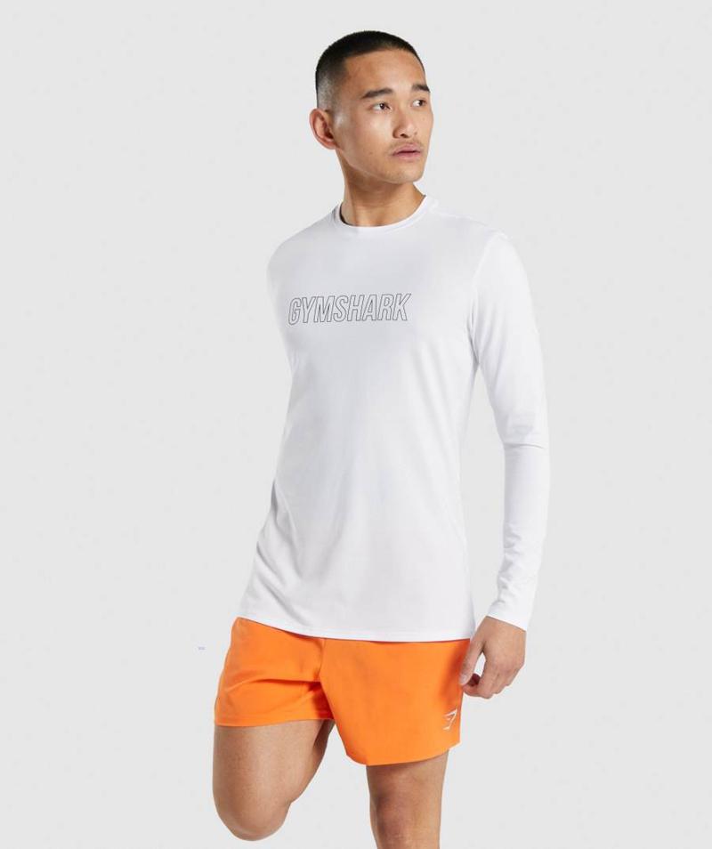 Gymshark Arrival Grafika Long Sleeve Pulóverek Férfi Fehér  Hungary |  LQZFU-6451