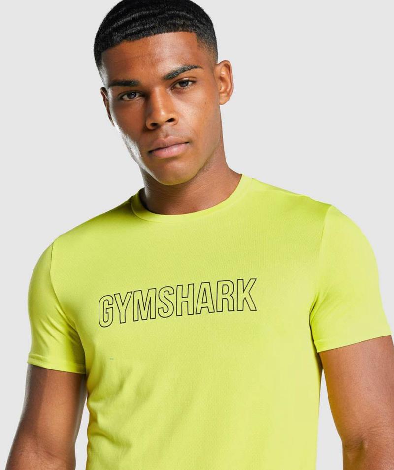 Gymshark Arrival Grafika T-Shirts Férfi Sárga  Hungary |  BGYWS-6428