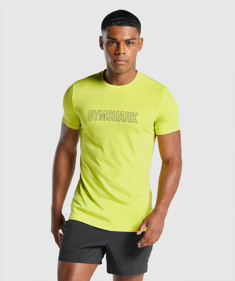 Gymshark Arrival Grafika T-Shirts Férfi Sárga  Hungary |  BGYWS-6428