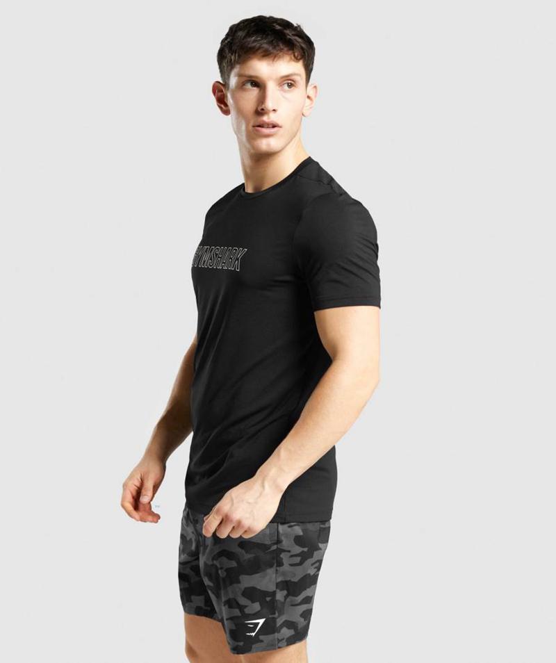 Gymshark Arrival Grafika T-Shirts Férfi Fekete  Hungary |  QYZVL-2463