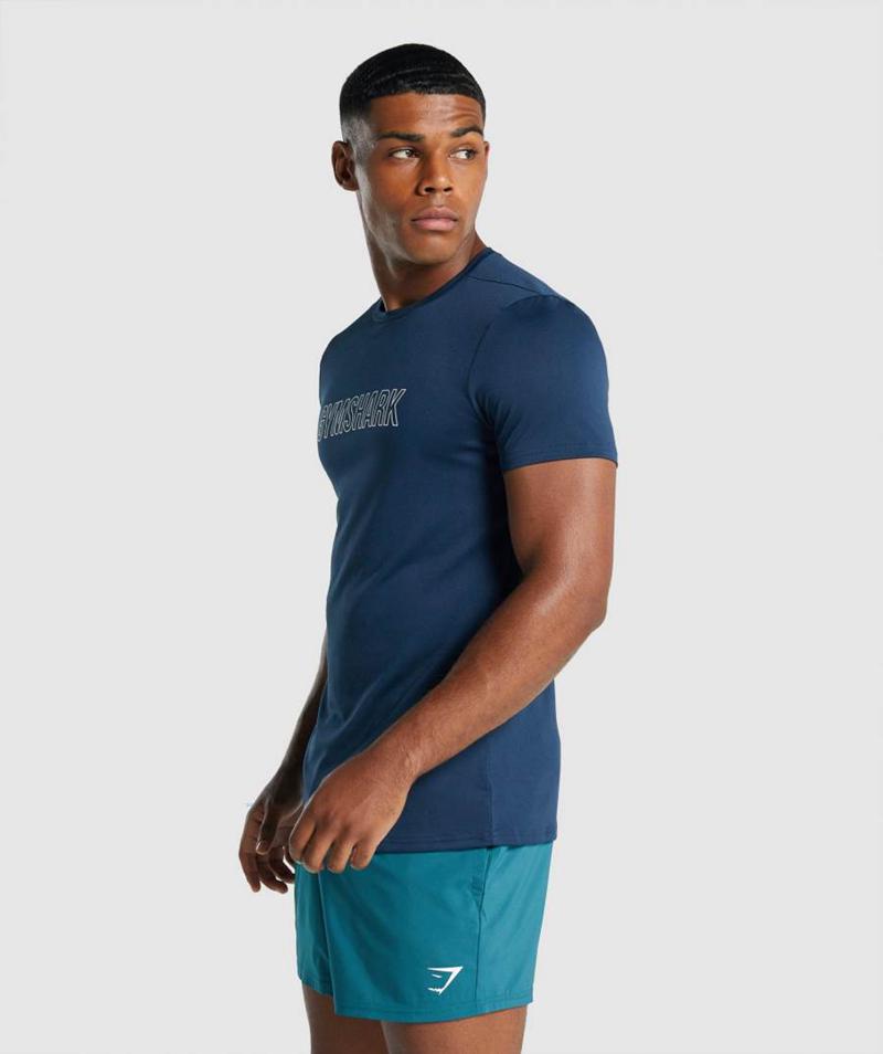 Gymshark Arrival Grafika T-Shirts Férfi Sötétkék  Hungary |  TUNOK-0852