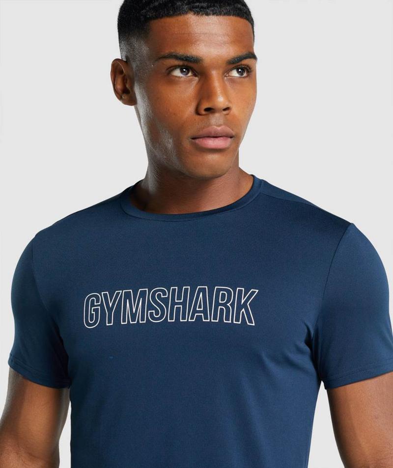 Gymshark Arrival Grafika T-Shirts Férfi Sötétkék  Hungary |  TUNOK-0852