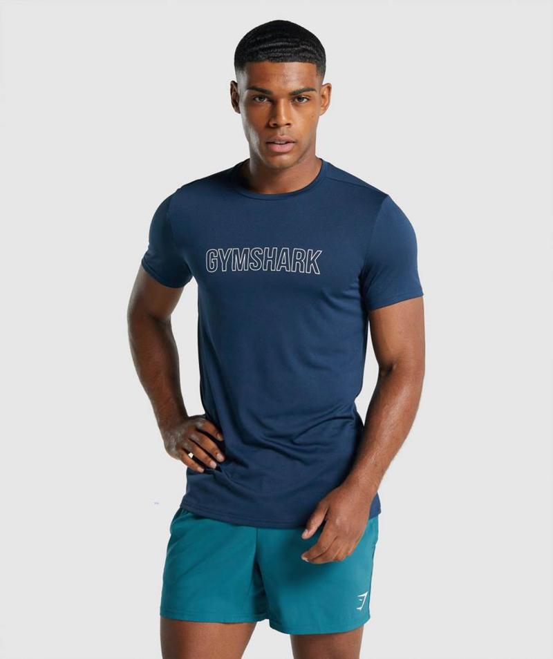 Gymshark Arrival Grafika T-Shirts Férfi Sötétkék  Hungary |  TUNOK-0852