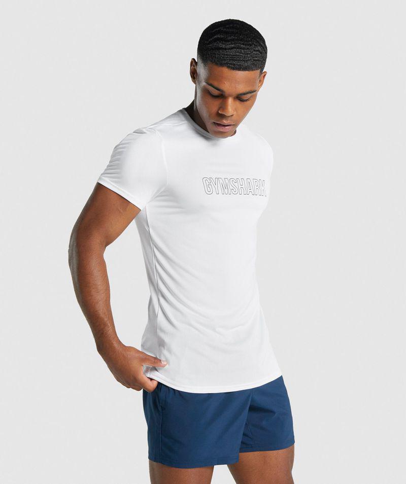 Gymshark Arrival Grafika T-Shirts Férfi Fehér  Hungary |  WKHVI-7945