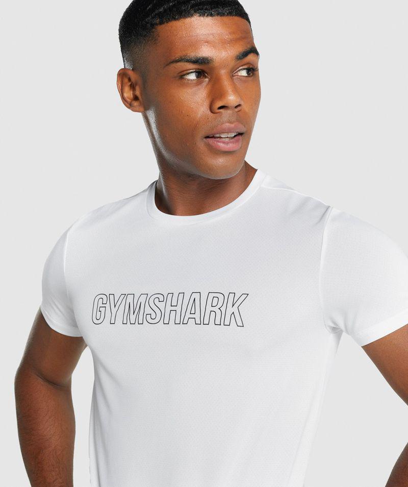 Gymshark Arrival Grafika T-Shirts Férfi Fehér  Hungary |  WKHVI-7945