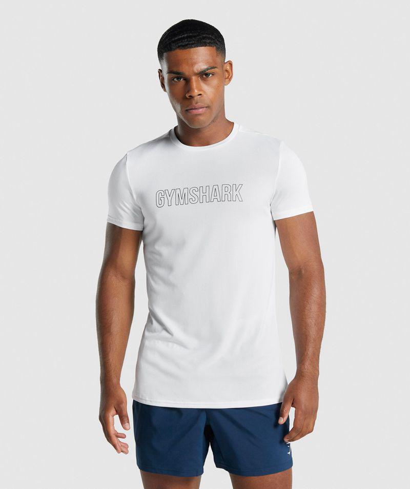 Gymshark Arrival Grafika T-Shirts Férfi Fehér  Hungary |  WKHVI-7945