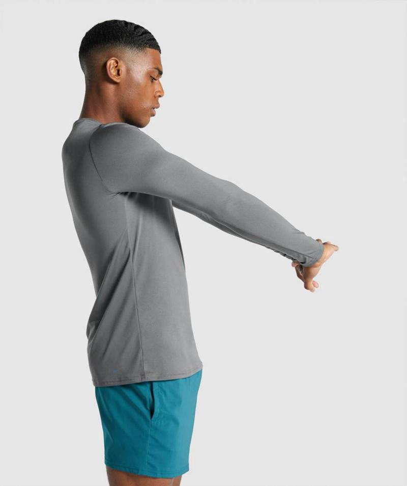 Gymshark Arrival Long Sleeve Grafika Pulóverek Férfi Mélyszürke  Hungary |  ATNQD-0938