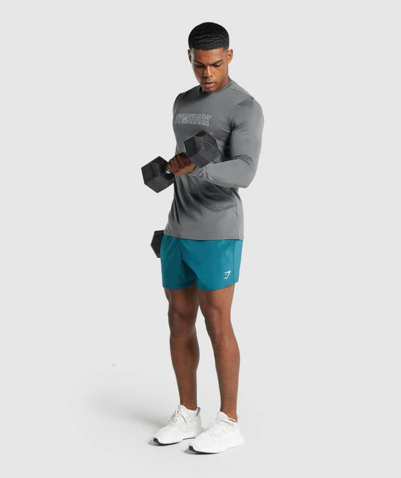 Gymshark Arrival Long Sleeve Grafika Pulóverek Férfi Mélyszürke  Hungary |  ATNQD-0938