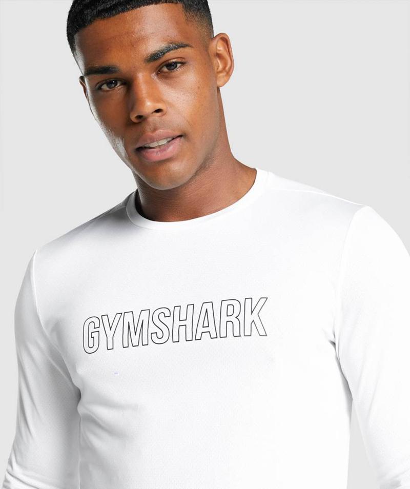 Gymshark Arrival Long Sleeve Grafika Pulóverek Férfi Fehér  Hungary |  PZWGB-4087