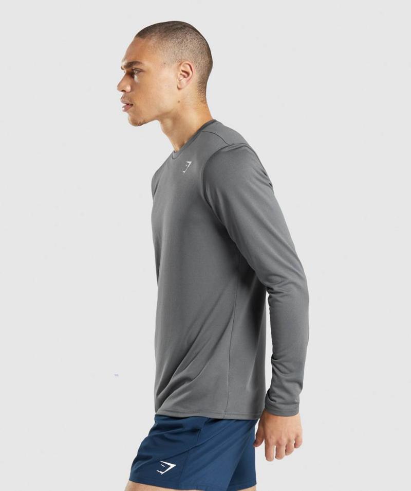 Gymshark Arrival Long Sleeve Pulóverek Férfi Mélyszürke  Hungary |  FQAPK-6729