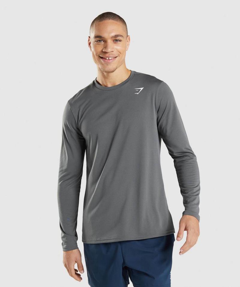 Gymshark Arrival Long Sleeve Pulóverek Férfi Mélyszürke  Hungary |  FQAPK-6729