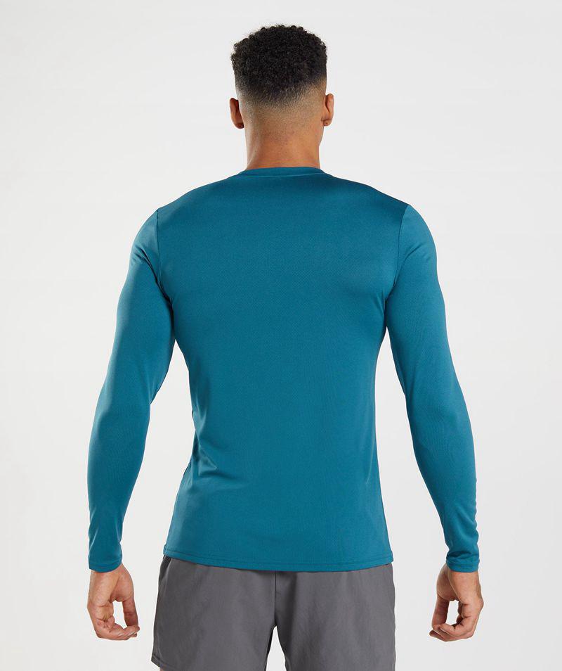 Gymshark Arrival Long Sleeve T-Shirts Férfi Kék  Hungary |  AMIKV-4873