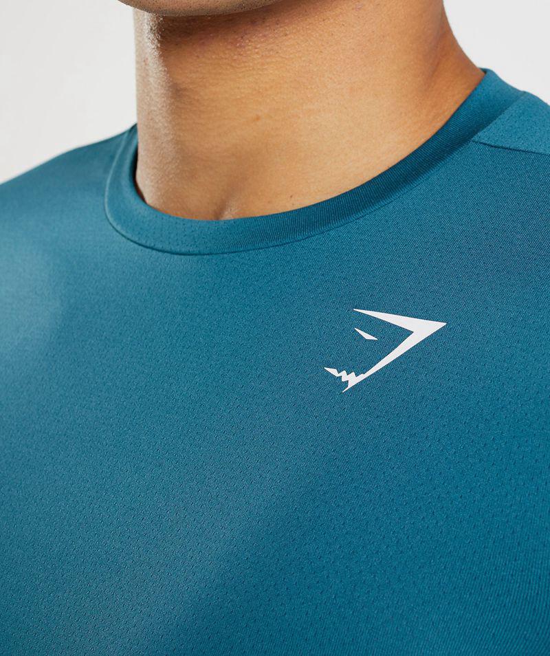 Gymshark Arrival Long Sleeve T-Shirts Férfi Kék  Hungary |  AMIKV-4873