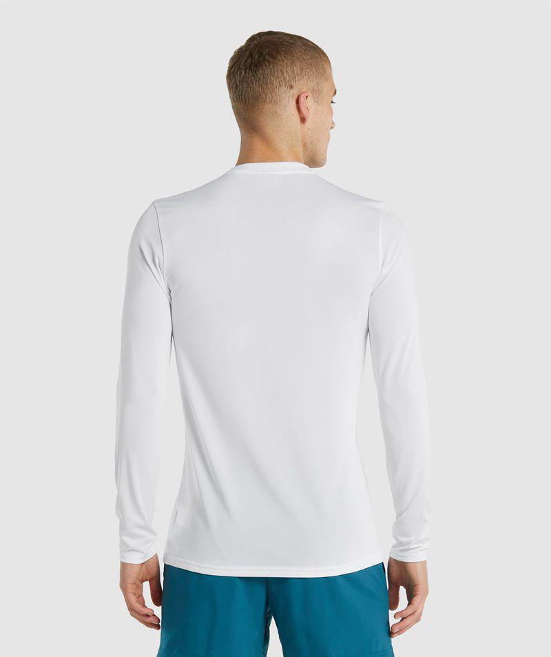 Gymshark Arrival Long Sleeve T-Shirts Férfi Fehér  Hungary |  DNTCE-3906