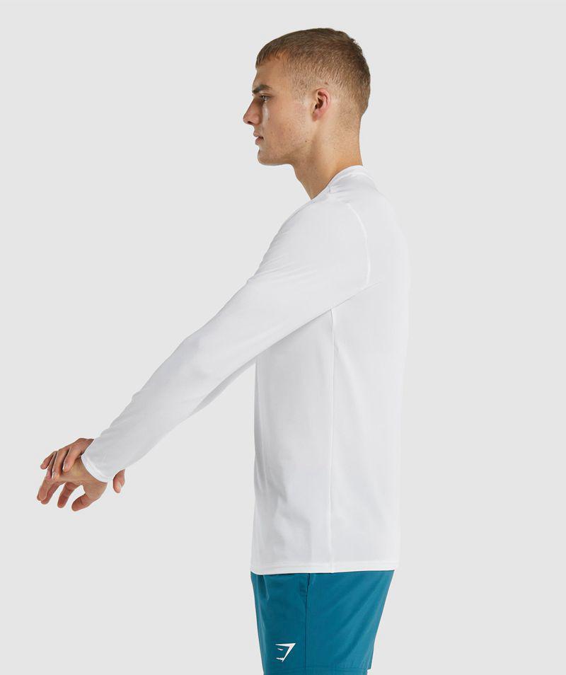 Gymshark Arrival Long Sleeve T-Shirts Férfi Fehér  Hungary |  DNTCE-3906