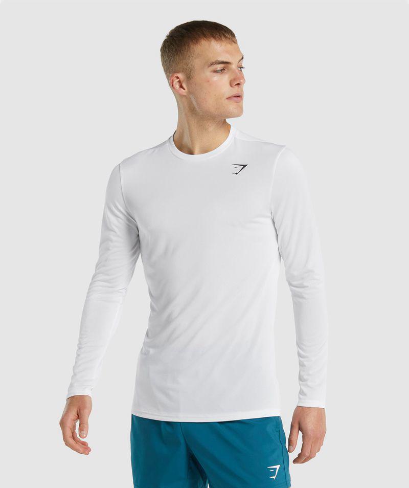 Gymshark Arrival Long Sleeve T-Shirts Férfi Fehér  Hungary |  DNTCE-3906