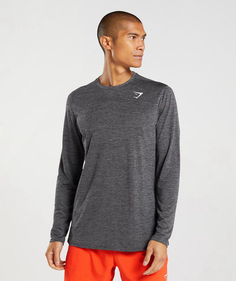 Gymshark Arrival Long Sleeve T-Shirts Férfi Fekete  Hungary |  MEPGY-9612