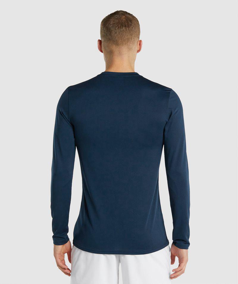 Gymshark Arrival Long Sleeve T-Shirts Férfi Sötétkék  Hungary |  OZJKR-4329