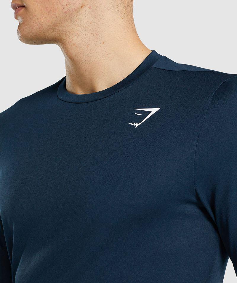 Gymshark Arrival Long Sleeve T-Shirts Férfi Sötétkék  Hungary |  OZJKR-4329